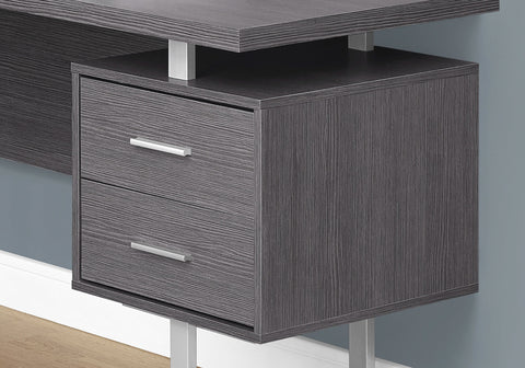 71" Grey L-Shape Computer Desk With Three Drawers