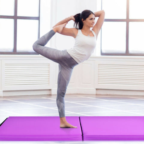 6 x 2 Feet Gymnastic Mat with Carrying Handles for Yoga-Purple