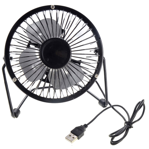 Portable Metal USB Mini Table Fan - Black