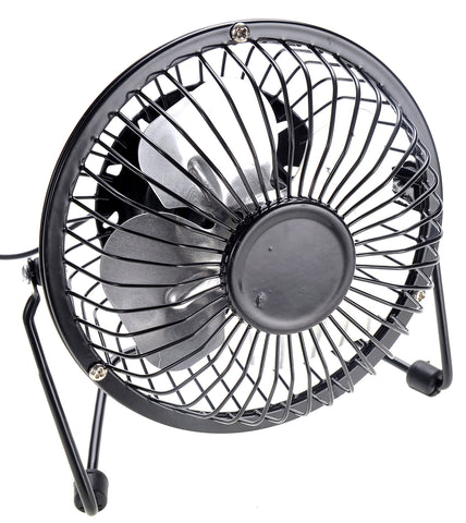 Portable Metal USB Mini Table Fan - Black