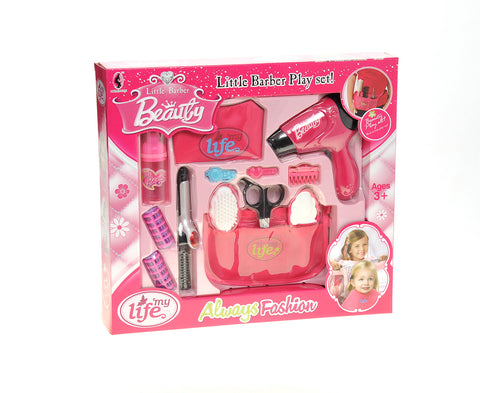 Beauty Salon Fashion Toy Set W/ Hair Dryer Curling Iron Mirror Scissor Hair Brush - Pretend Play Set