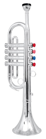 Metallic Silver Kids Trumpet Horn Wind Instrument with 4 Colored Keys