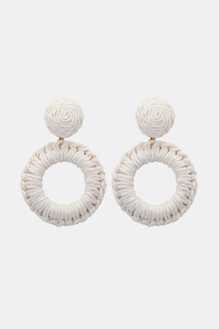 Round Shape Raffia Grass Dangle Earrings