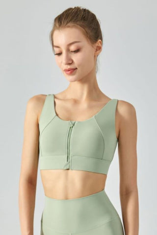 Breathable Zip-Up Sports Bra