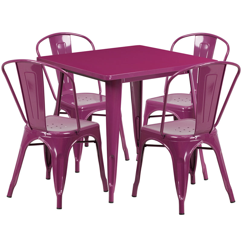 31.5SQ Mint Metal Table Set