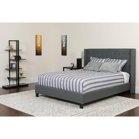 King Platform Bed Set-Gray