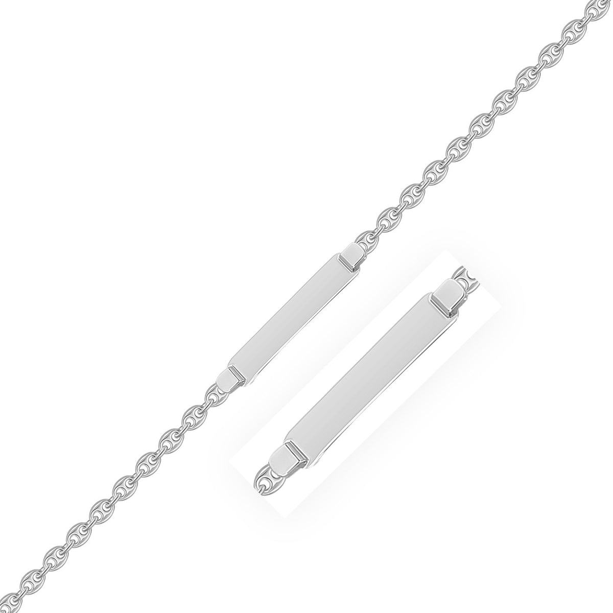 14k White Gold Figaro Chain Fancy Children's ID Bracelet