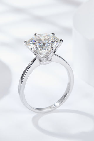 Platinum-Plated 5 Carat  Moissanite Solitaire Ring