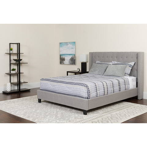 King Platform Bed Set-Gray