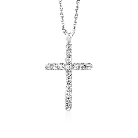 Cross Pendant with Diamonds in Sterling Silver