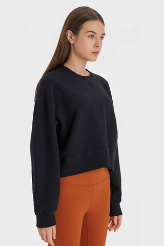 Textured Dropped Shoulder Sports Top