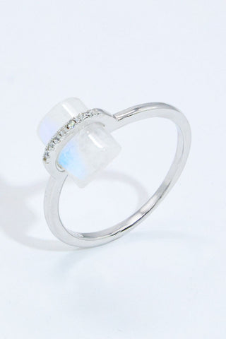 Natural Moonstone Platinum-Plated Ring