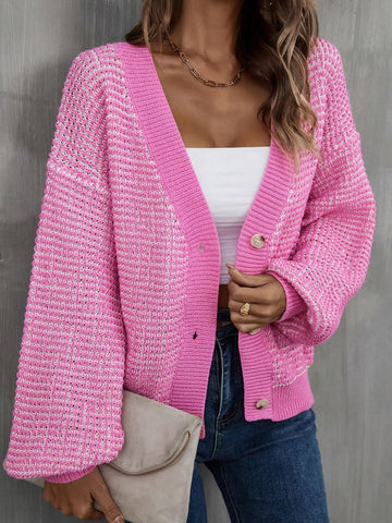 Heathered Lantern Sleeve Cardigan