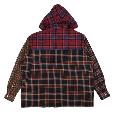 Multicolor Hooded Check Button Down Shirt