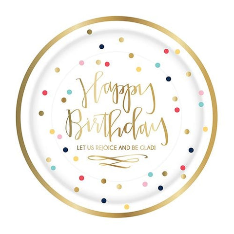 Paper Plates-Happy Birthday/Let Us Rejoice (8" D) (Pack Of 8)