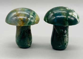 (set Of 2) 1 3/4" Mushroom Moss Agate