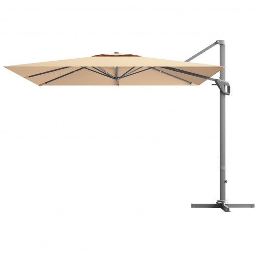 10 x 10 Feet Patio Offset Cantilever Umbrella with Aluminum 360-degree Rotation Tilt-Beige