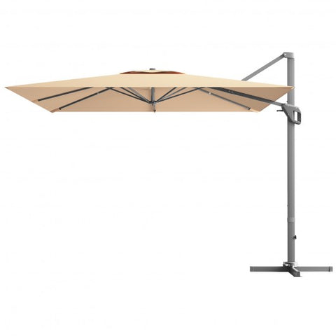 10 x 10 Feet Patio Offset Cantilever Umbrella with Aluminum 360-degree Rotation Tilt-Beige