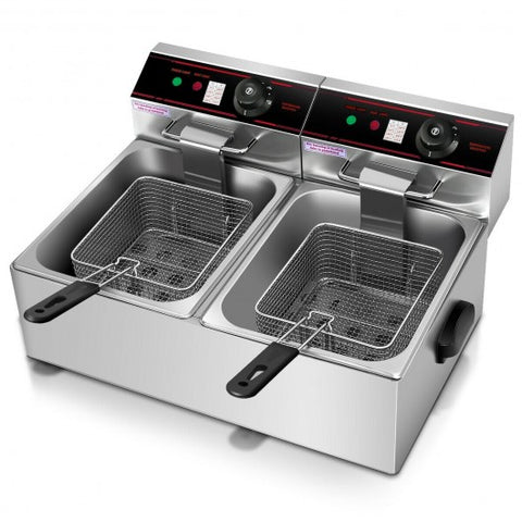 3400W Dual Tank Electric Countertop Deep Fryer