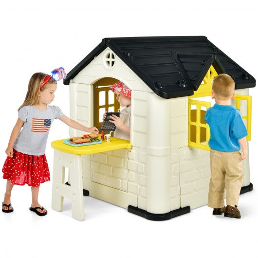 Kid’s Playhouse Pretend Toy House For Boys and Girls 7 Pieces Toy Set-Yellow