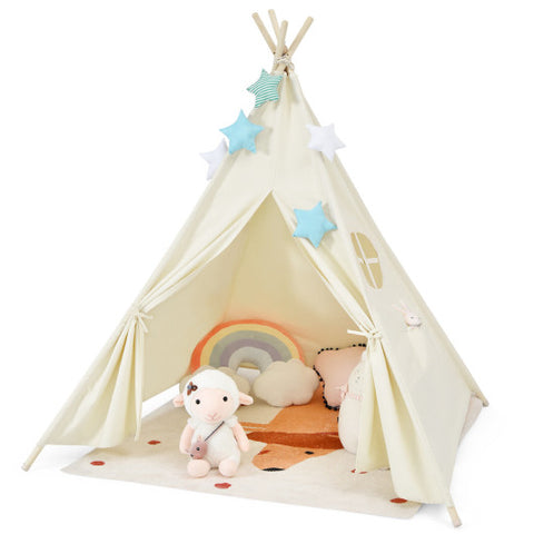 Foldable Kids Canvas Teepee Play Tent