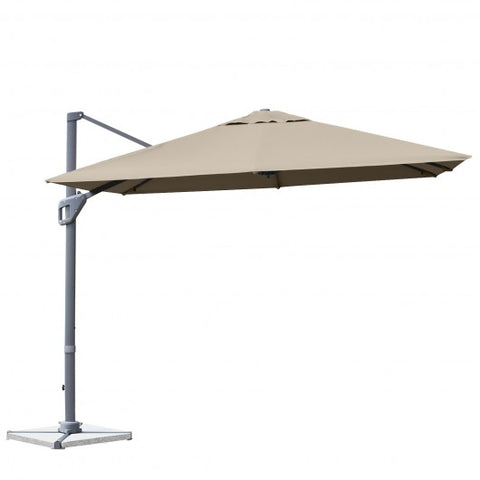 10 x 10 Feet Patio Offset Cantilever Umbrella with Aluminum 360-degree Rotation Tilt-Brown