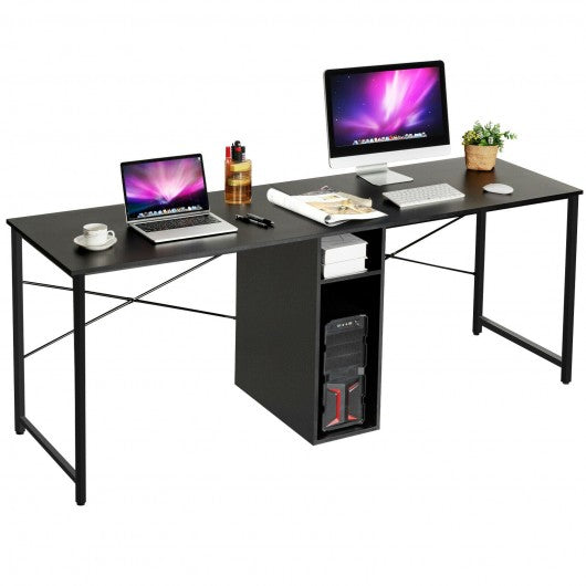 79 Inches Multifunctional Office Desk for 2 Person with Storage-Black