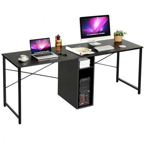 79 Inches Multifunctional Office Desk for 2 Person with Storage-Black