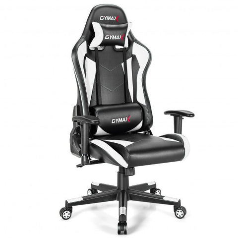 Gaming Chair Adjustable Swivel Racing Style Computer Office Chair-White