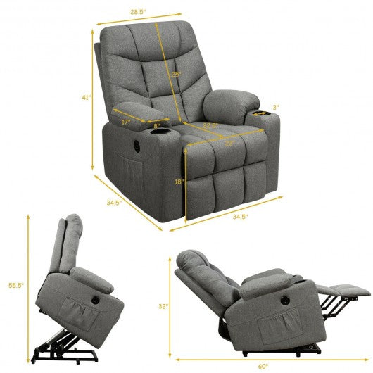 Electric Power Lift Recliner Massage Sofa-Light Gray