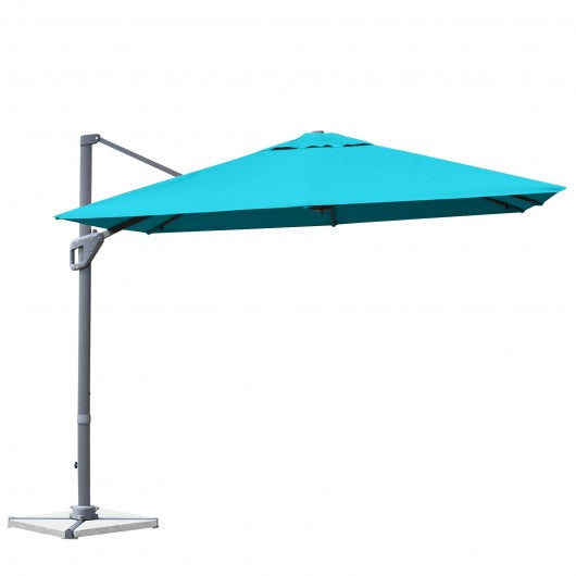 10 x 10 Feet Patio Offset Cantilever Umbrella with Aluminum 360-degree Rotation Tilt-Turquoise