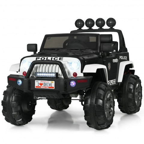 12V Kids Spring Suspension Ride On Truck-Black & White