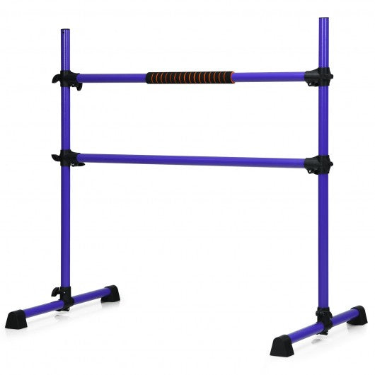 4 Feet Portable Freestanding Stable Construction Pilates Ballet Barre with Double Dance Bar-Purple