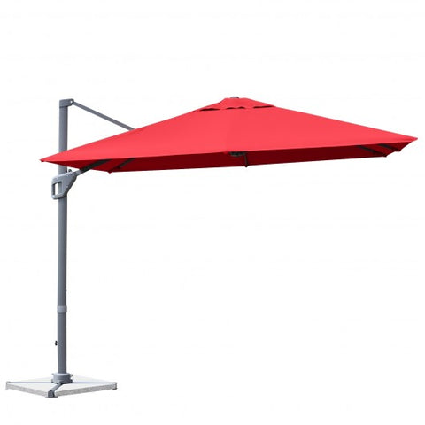 10 x 10 Feet Patio Offset Cantilever Umbrella with Aluminum 360-degree Rotation Tilt-Wine