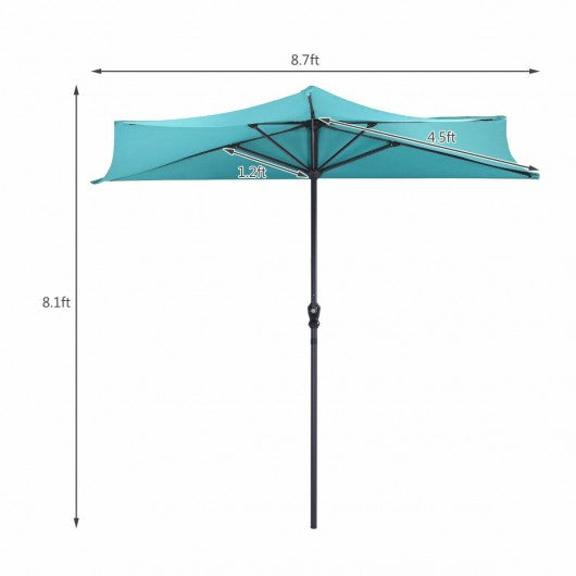 9Ft Patio Bistro Half Round Umbrella -Turquoise