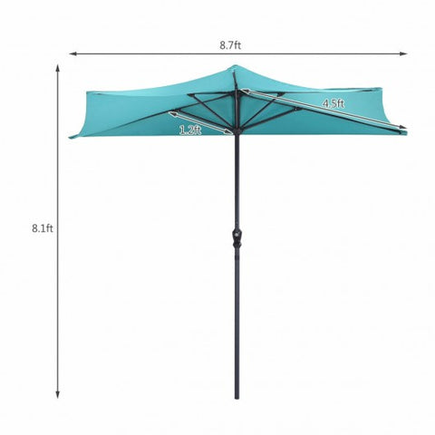 9Ft Patio Bistro Half Round Umbrella -Turquoise