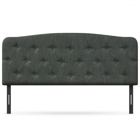 Faux Linen Headboard with Adjustable Heights-Dark Gray