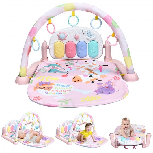 3 in 1 Fitness Music and Lights Baby Gym Play Mat-Pink