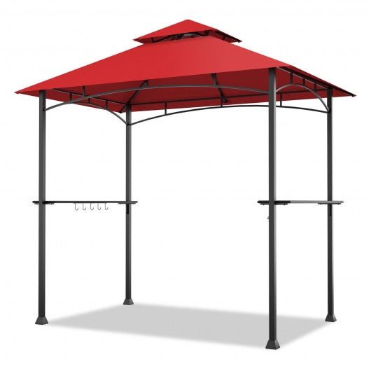 8 x 5 Feet Outdoor Barbecue Grill Gazebo Canopy Tent BBQ Shelter-Wine