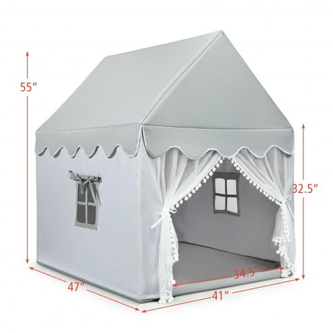 Kids Large Play Castle Fairy Tent with Mat-Gray