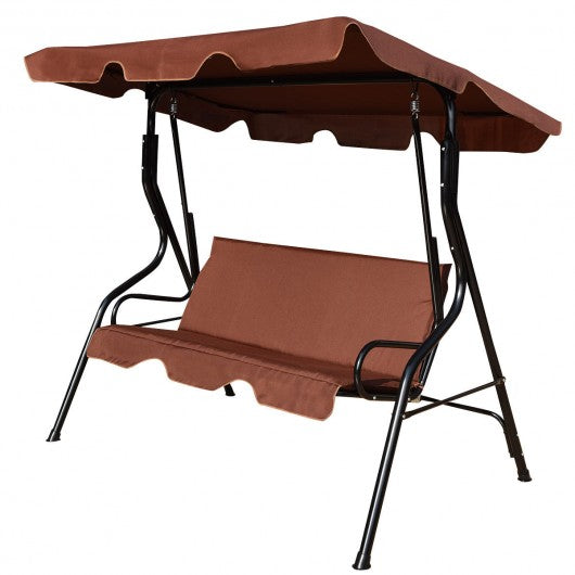 3 Seats Patio Canopy Swing-brown