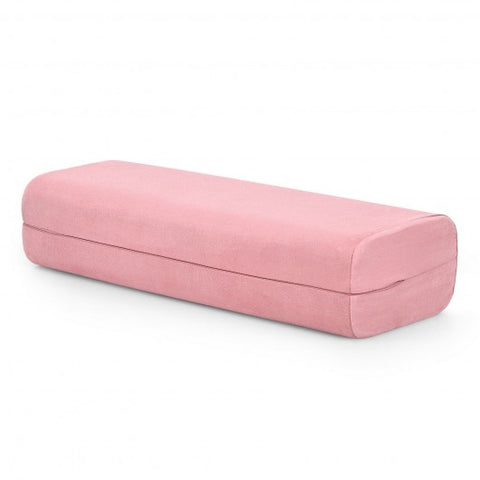 Yoga Bolster Pillow with Washable Cover and Carry Bag-Pink