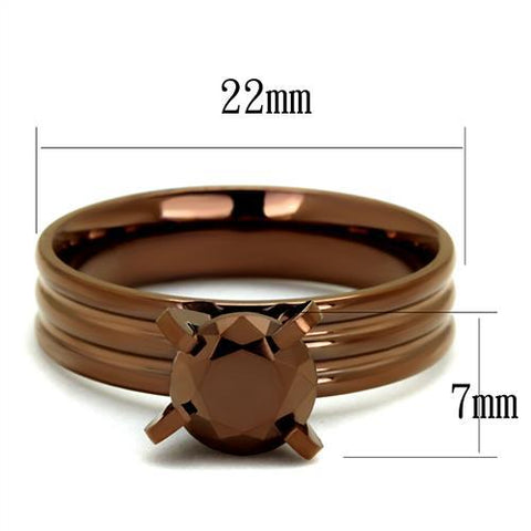 TK2597 - IP Coffee light Stainless Steel Ring with AAA Grade CZ  in Light Coffee