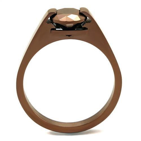 TK2594 - IP Coffee light Stainless Steel Ring with AAA Grade CZ  in Light Coffee