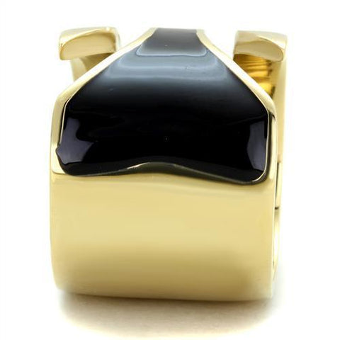 TK1860 - IP Gold(Ion Plating) Stainless Steel Ring with Epoxy  in Jet