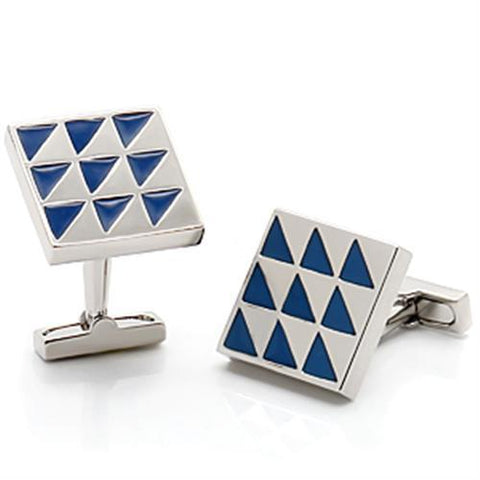 LO1191 - Rhodium Brass Cufflink with Epoxy  in Montana