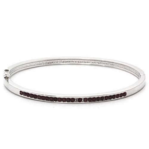 LO851 - Imitation Rhodium Brass Bangle with Top Grade Crystal  in Amethyst