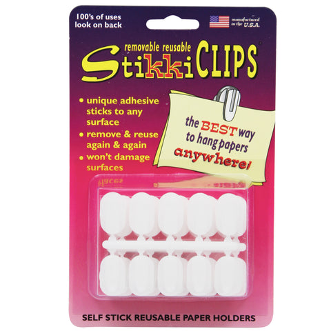 StikkiCLIPS™ Adhesive Clips, White, Pack of 30