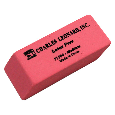 Eraser, Synthetic, Latex Free, Wedge Shape, Pink, Medium, Box of 24