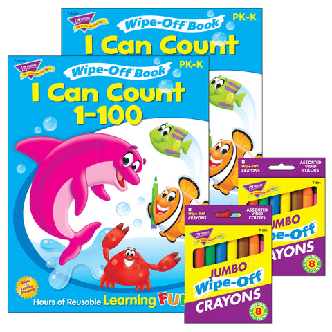 I Can Count 1-100 Book and Crayons Reusable Wipe-Off® Activity Set, 2 Sets